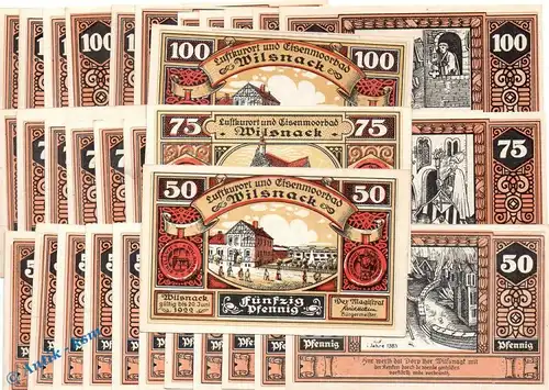 Notgeld Bad Wilsnack , Set mit 36 Scheinen in kfr. Mehl Grabowski 1433.1 , Brandenburg Seriennotgeld