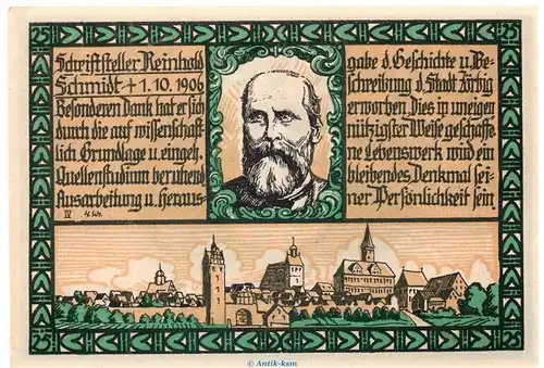 Notgeld Stadt Zörbig 1475... nicht geführt , 25 Pfennig Nr.IV mit Sign. und Drfa. in kfr. o.D. Sachsen Anhalt Seriennotgeld