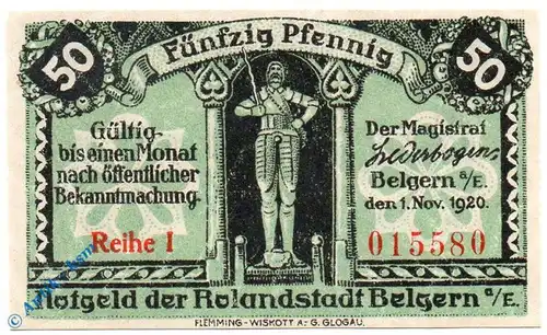 Notgeld Belgern , 10 Pfennig Schein , Tieste 0390.05.02 , von 1920 , Sachsen Verkehrsausgabe