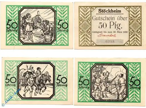 Notgeld Stöckheim , Set mit 4 x 50 Pfennig , Mehl Grabowski 1272.2 , von 1922 , Niedersachsen Seriennotgeld