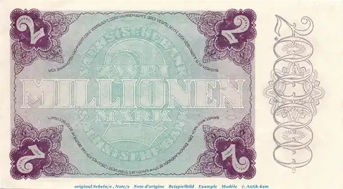 Länderbanknote , 2 Millionen Mark Schein in kfr. SAX-20, Ros.758, S.963 , vom 01.09.1923 , Sachsen