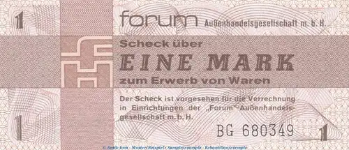 Forumscheck , 1 Mark Schein in kfr. DDR-30.a, Ros.368, FX2 von 1979 , deutsche demokratische Republik