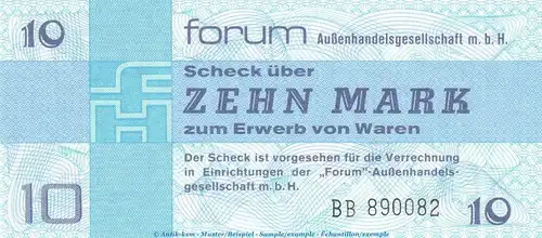 Forumscheck , 10 Mark Schein in kfr. DDR-32.a, Ros.370, FX4 von 1979 , deutsche demokratische Republik