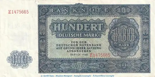 Banknote , 100 Mark Schein in gbr. SBZ-17, Ros.346, P.15 , von 1948 , Deutsche Notenbank
