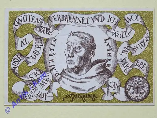 Notgeld Stadt Wittenberg 1443.1 , 50 Pfennig Schein W -decret- in kfr von 1920 , Sachsen Anhalt Seriennotgeld