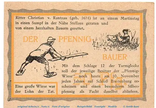 Notgeld Ehrk und Hornfelder Stellau 1264.1.b , 50 Pfennig Nr 1 , in kfr. von 1921 , Schleswig Holstein Seriennotgeld