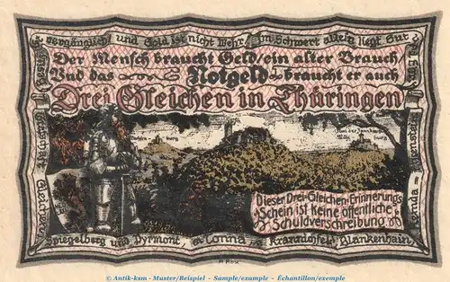 Notgeld Gutsverwaltung Freudenthal 389.1 , 50 Pfennig Schein Nr.3 in kfr. von 1918 , Thüringen Seriennotgeld
