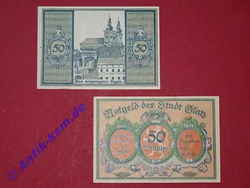 Notgeld Glatz , Stadt , Schlesien , Polen Klodzko , Einzelschein 50 Pfennig , Kirche , Seriennotgeld , 431.1 , von 1921