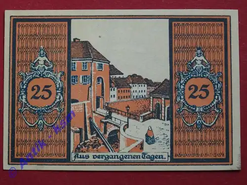 Notgeld Glatz , Schlesien , Polen Klodzko , Einzelschein 25 Pfennig rot , Stadtansicht , Seriennotgeld , 431.2 , von 1921