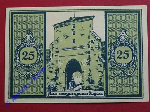 Notgeld Glatz , Schlesien , Polen Klodzko , Einzelschein 25 Pfennig hellgrün , böhmisches Tor , Seriennotgeld , 431.4 , von 1921