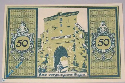 Notgeld Glatz , Schlesien , Polen Klodzko , Einzelschein 50 Pfennig hellgrün , böhmisches Tor , Seriennotgeld , 431.4 , von 1921