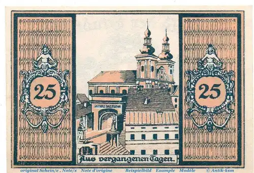 Notgeld Stadt Glatz 431.3 , 25 Pfennig Nr 4 gelbbraun in kfr.von 1921 , Schlesien Seriennotgeld