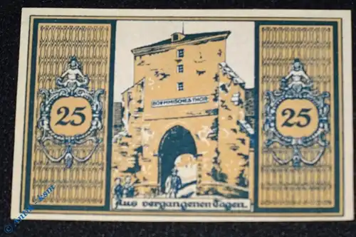 Notgeld Glatz , Schlesien , Polen Klodzko , Einzelschein 25 Pfennig gelbbraun , Böhmisches Tor , Seriennotgeld , 431.3 , von 1921