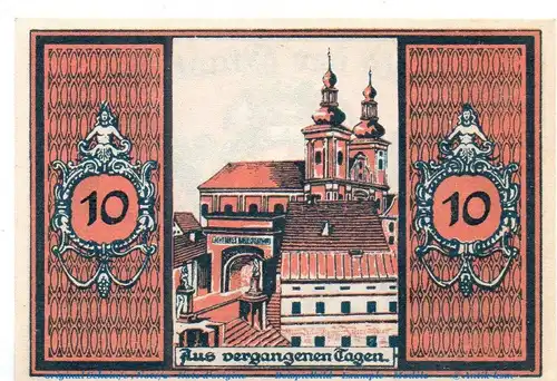 Notgeld Stadt Glatz 431.2 , 10 Pfennig Nr 4 rot in kfr.von 1921 , Schlesien Seriennotgeld