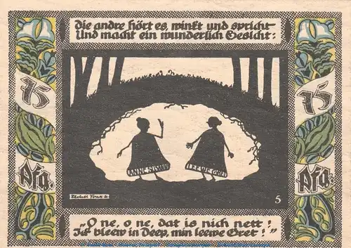 Notgeld Gollnow Glockensage 453.4 , 75 Pfennig Schein Nr.5 in kfr. von 1921 , Pommern Seriennotgeld
