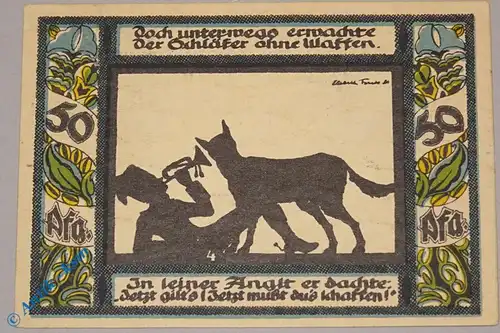 Notgeld Gollnow , Husar , 50 Pfennig Schein Nr 4 , Mehl Grabowski 453.5 , von 1921 , Pommern Seriennotgeld