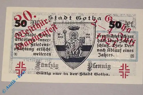 Gotha , Notgeld 50 Pfennig Nr.2 -Gauturnfest- in kfr. M-G 456.3.a , Thüringen 1921 Seriennotgeld