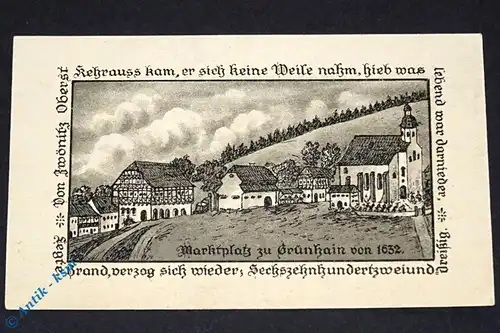 Notgeld Grünhain , 2 Mark Schein , Mehl Grabowski 491.1 , von 1917 , Sachsen Serien Notgeld