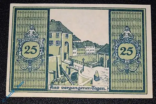 Notgeld Glatz , Einzelschein 25 Pfennig grün , Straßenbild , Mehl Grabowski 431.4 , Schlesien Serien Notgeld