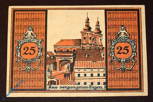 Notgeld Glatz , 25 Pfennig Schein rot , Kirche , Mehl Grabowski 431.2 , Schlesien Serien Notgeld