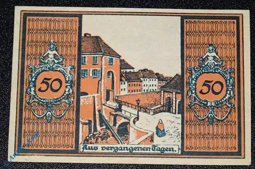 Notgeld Glatz , 50 Pfennig Schein rot , Straßenbild , Mehl Grabowski 431.2 , Schlesien Serien Notgeld