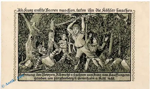 Notgeld Grünhain , 1 Mark Schein in kfr. Mehl Grabowski 491.1 , von 1917 , Sachsen Seriennotgeld