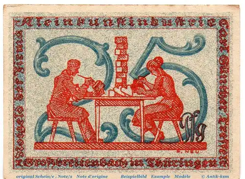 Notgeld Großbreitenbach Tesselt 477.1.b , 25 Pfennig Schein Kn rot in kfr. o.D. Thüringen Seriennotgeld