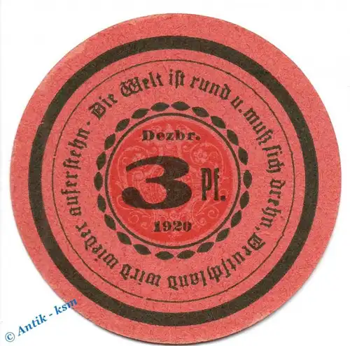 Görlitz , Notgeld 3 Pfennig Schein in kfr. M-G 449.1 b , Schlesien 1920 Seriennotgeld