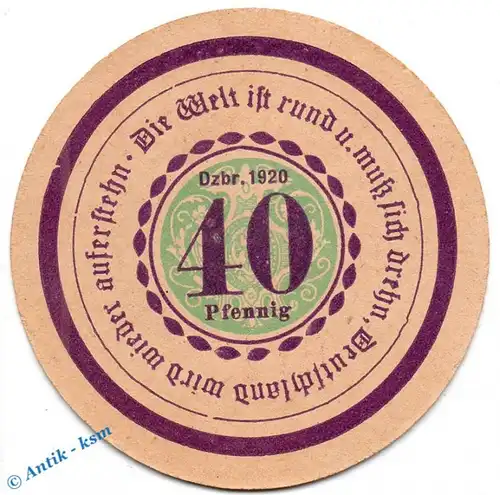 Notgeld Görlitz , 40 Pfennig Schein in kfr. WZ 10,5mm , Mehl Grabowski 449.3 , von 1920 , Schlesien Seriennotgeld