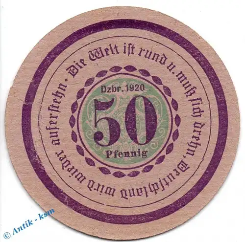 Görlitz , Notgeld 50 Pfennig Schein in kfr. M-G 449.2.b-c , Schlesien von 1920 Seriennotgeld