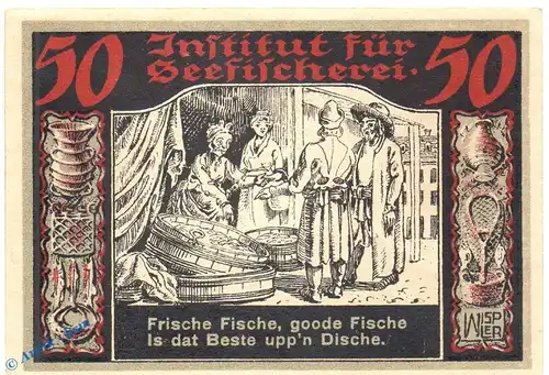 Notgeld Geestemünde , Seefischerei , 50 Pfennig Schein Nr 6 in kfr. Mehl Grabowski 412.1 , Bremen Seriennotgeld