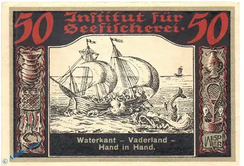 Notgeld Geestemünde , Seefischerei , 50 Pfennig Schein Nr 7 in kfr. Mehl Grabowski 412.1 , Bremen Seriennotgeld
