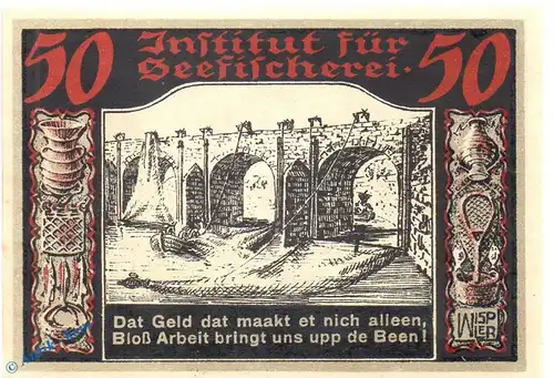 Notgeld Geestemünde , Seefischerei , 50 Pfennig Schein Nr 9 in kfr. Mehl Grabowski 412.1 , Bremen Seriennotgeld