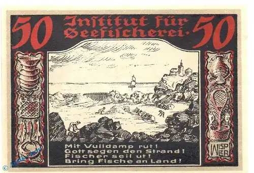 Notgeld Geestemünde , Seefischerei , 50 Pfennig Schein Nr 11 in kfr. Mehl Grabowski 412.1 , Bremen Seriennotgeld