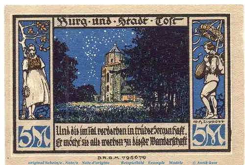 Notgeld Kultuverband Gleiwitz 437.1.a , 5 Mark Schein in kfr. o.D. Schlesien Seriennotgeld