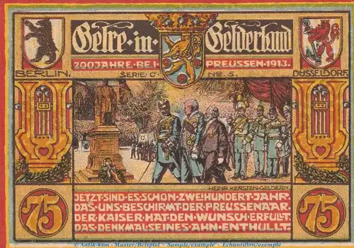 Notgeld Männergesangsverein Geldern 415.4 , 75 Pfennig C , Neu-He. Nr.5 in kfr. von 1921 , Westfalen Seriennotgeld