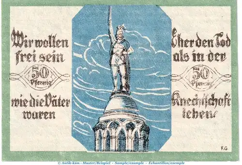 Notgeld Sportverein Soltau 1239.1.F , 50 Pfennig --Fehldruck-- in kfr. o.D. Niedersachsen Seriennotgeld