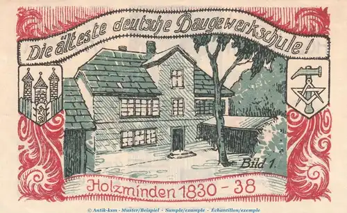 Notgeld Stadt Holzminden 625.1 , 2 Mark Schein Nr.1 in kfr. o.D. Niedersachsen Seriennotgeld