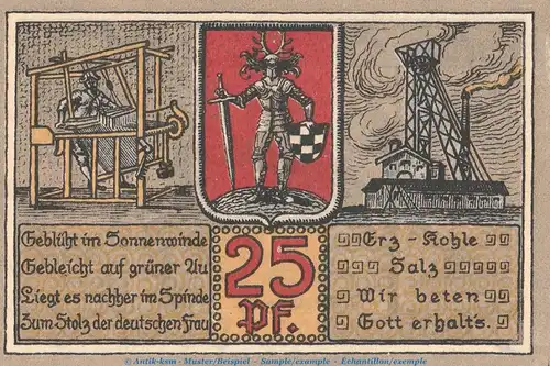 Notgeld Stadt Bleicherode 119.2 , 25 Pfennig -rote KN- in kfr. von 1921 , Seriennotgeld Thüringen