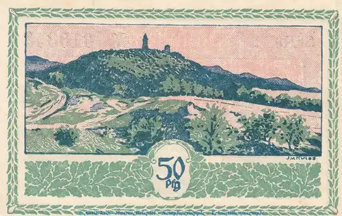 Notgeld RKB Kyffhäuser Berlin 91.1 , 50 Pfennig Schein -E- in kfr. von 1921 , Brandenburg Seriennotgeld