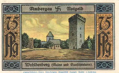 Bockenem , Notgeld 75 Pfennig Schein Nr.1 in kfr. M-G 130.1.a , Niedersachsen o.D. Seriennotgeld
