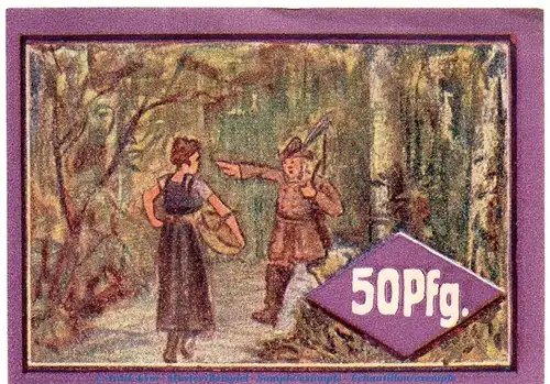 Notgeld Gemeinde Hockensbüll 614.2.b , 50 Pfennig Schein B -violettrosa- in kfr. o.D. Schleswig Holstein Seriennotgeld