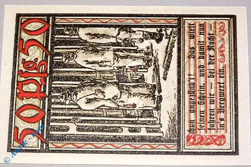 Notgeld Bochum , 50 Pfennig Schein Nr 2 , ohne Kennummer , Mehl Grabowski nicht belegt , von 1921 , Westfalen Seriennotgeld