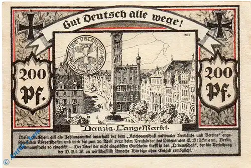 Notgeld Berlin , Ordensrat , 200 Pfennig Schein A , Mehl Grabowski 90.1 , Brandenburg Seriennotgeld