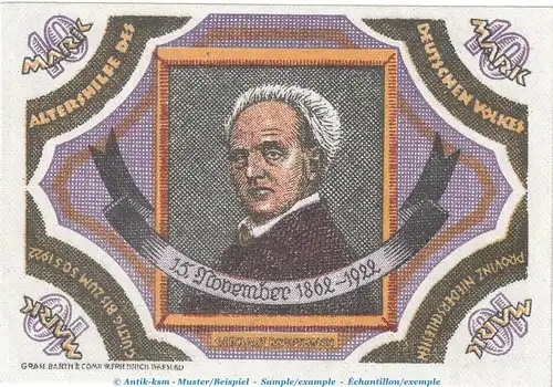 Notgeld Altershilfe Breslau 185.2 ,10 Mark Schein Leinen in kfr. o.D. Niederschlesien Seriennotgeld