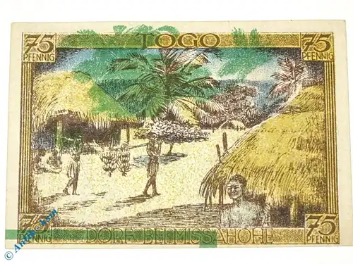 Notgeld Berlin , Kolonialgedenktag , Fehldruck , 75 Pfennig Schein 4 , Mehl Grabowski 88.1 , von 1921 , Brandenburg Seriennotgeld