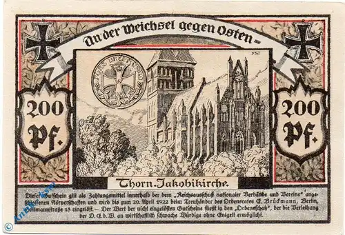 Notgeld Berlin , Ordensrat , 200 Pfennig Schein D , Mehl Grabowski 90.1 , Brandenburg Seriennotgeld