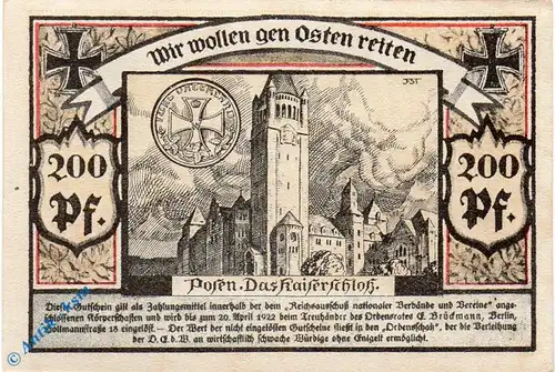 Notgeld Berlin , Ordensrat , 200 Pfennig Schein F , Mehl Grabowski 90.1 , Brandenburg Seriennotgeld