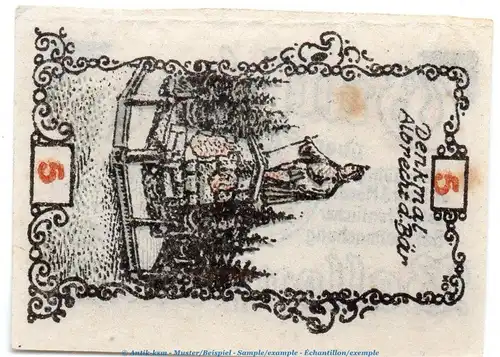 Notgeld Stadt Ballenstedt 61.1.b , 5 Pfennig Schein Nr.8 in kfr. von 1920 , Sachsen Anhalt Seriennotgeld