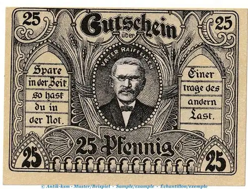 Notgeld Posenmühle Bucha 196.1.a , 25 Pfennig Schein in kfr. von 1921 , Thüringen Seriennotgeld